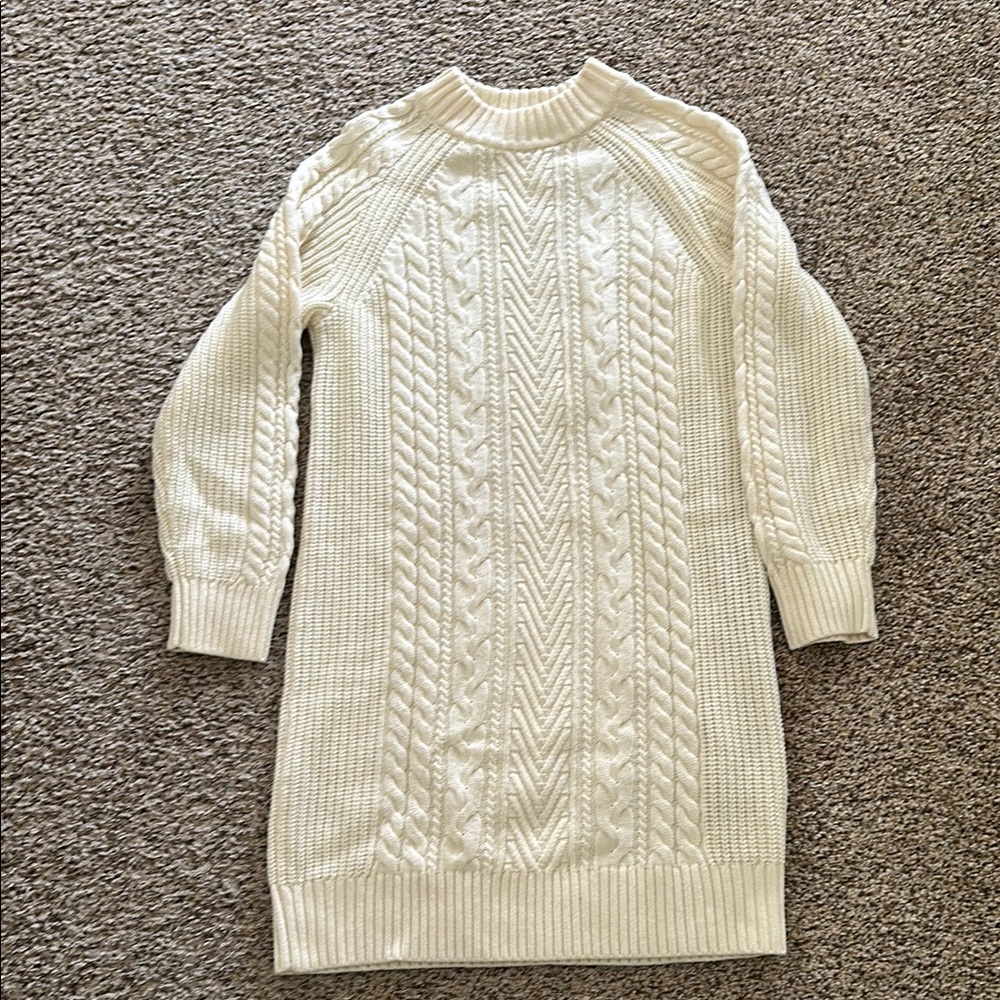 Uniqlo Cream Ribbed Knit Sweater dress